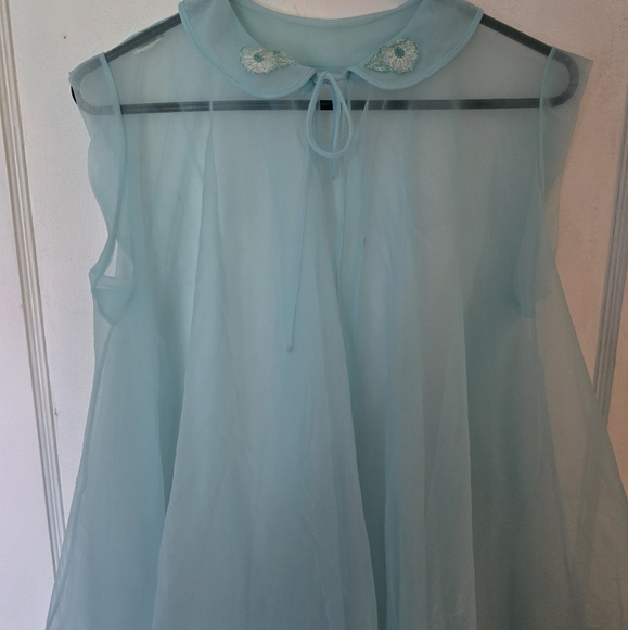 Pandora Other - Pandora Blue Tiered Babydoll Robe with Peter Pan Collar Vintage